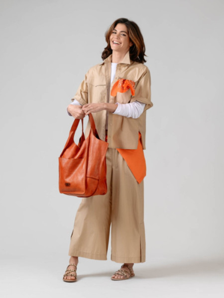 Pantalón Algodón Ancho Goma Beige