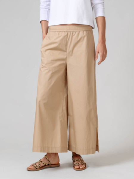 Pantalón Algodón Ancho Goma Beige