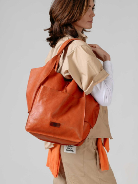Bolso Cuero Saco Naranja