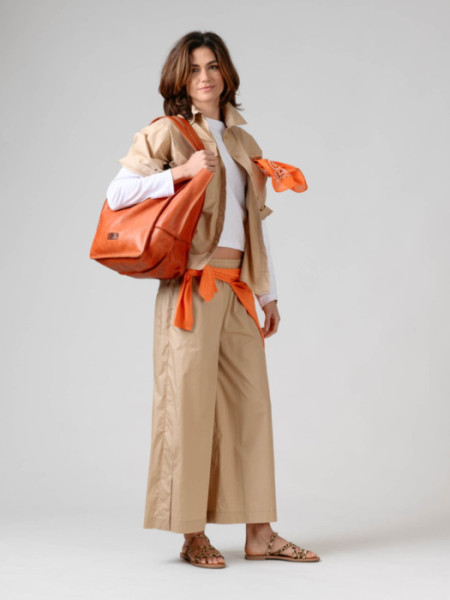 Bolso Cuero Saco Naranja