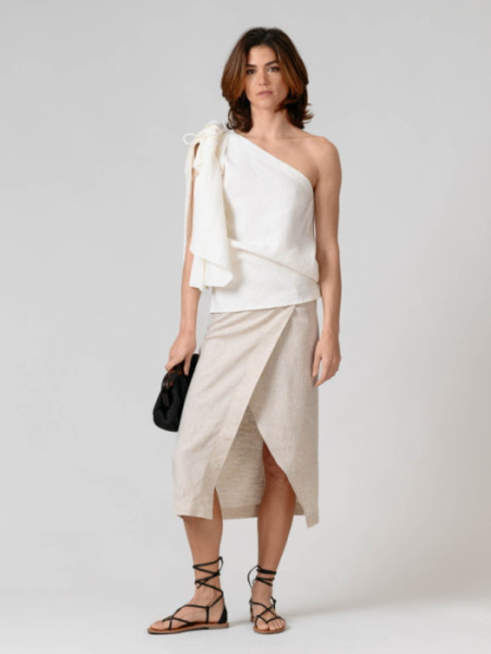 Top Blanco Asimétrico 100% Lino