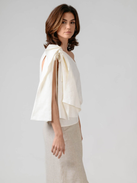 Top Blanco Asimétrico 100% Lino