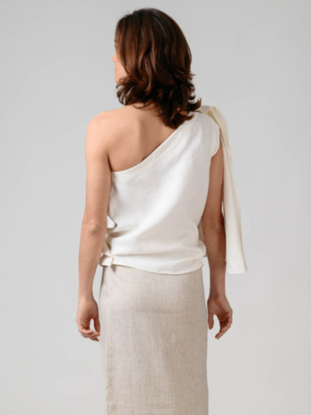 Top Blanco Asimétrico 100% Lino
