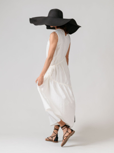 Vestido Largo Fruncidos Blanco