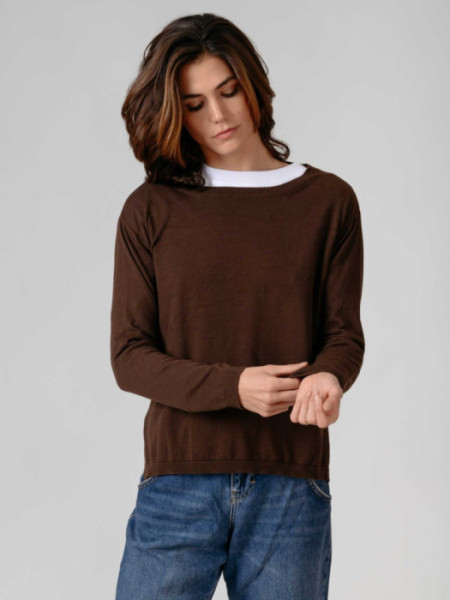 Jersey Fino Cuello Caja Po Marrón