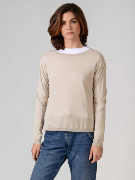 Jersey Fino Cuello Caja Po Beige