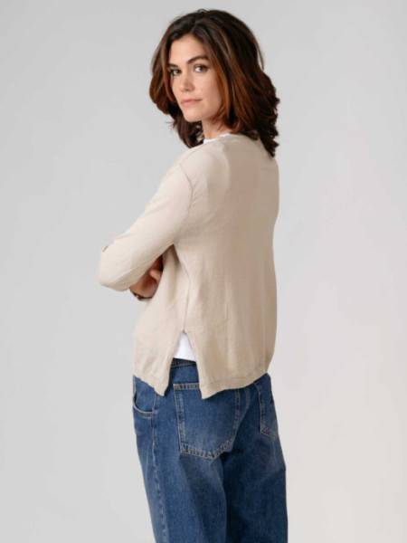 Jersey Fino Cuello Caja Po Beige