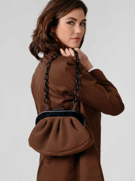 Cartera de mano cierre Carey Marrón