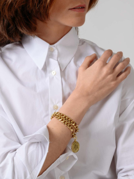 Pulsera cadena dorada doble