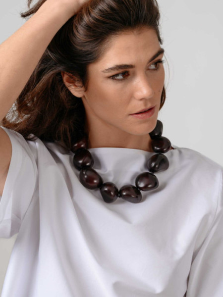 Collar Bolas Marrón