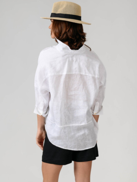 Blusa Lino Tipo Polo Crudo