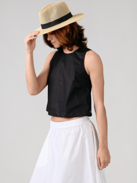 Top Algodón Sin Mangas Negro