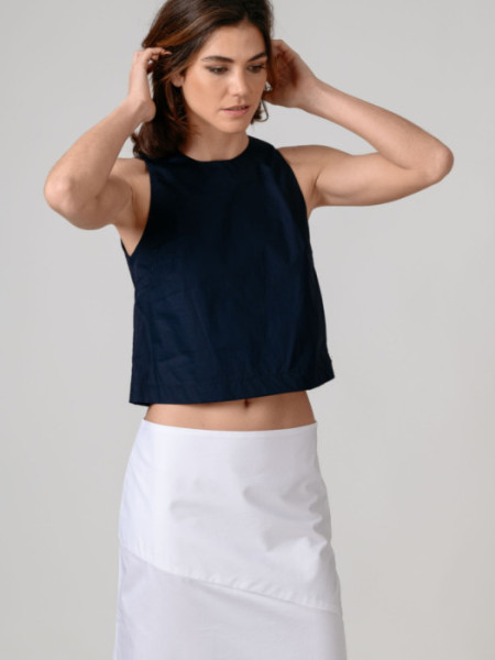 Top Algodón Sin Mangas Navy