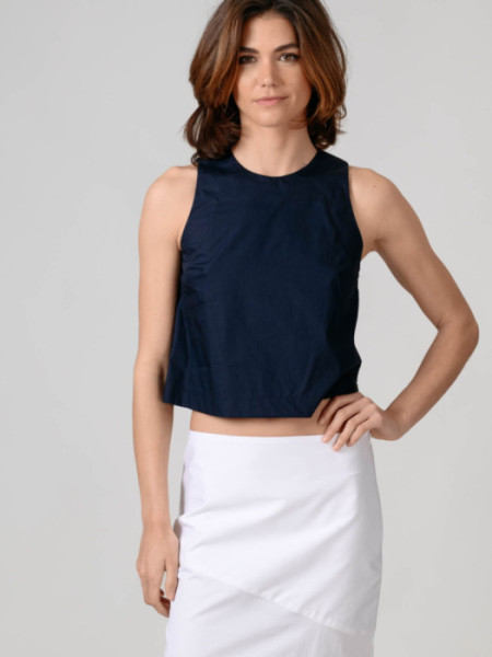 Top Algodón Sin Mangas Navy