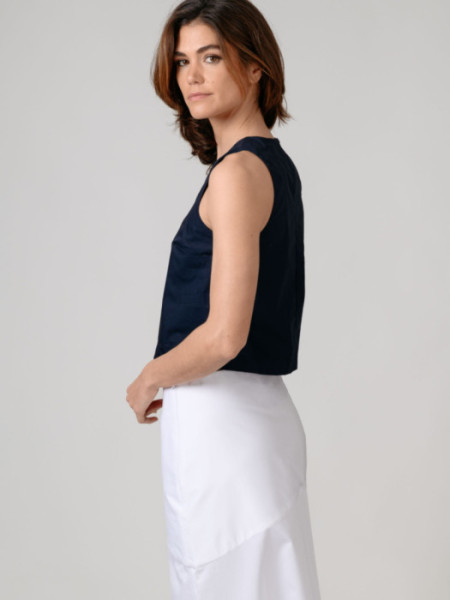 Top Algodón Sin Mangas Navy