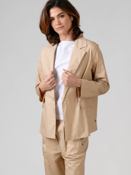 Americana Algodón Cruzada Beige