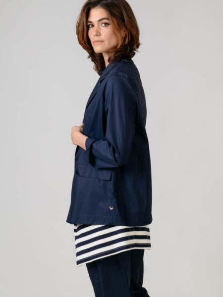 Americana Algodón Cruzada Marino