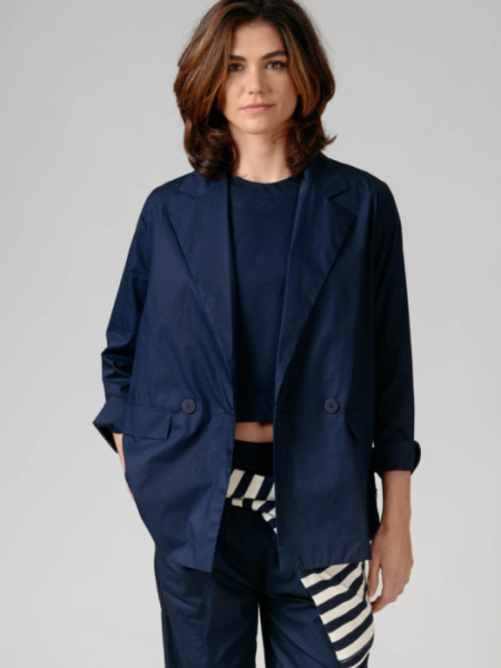 Americana Algodón Cruzada Marino