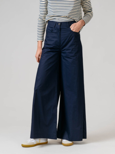 Pantalón Tiro Alto Cierre Botón Marino