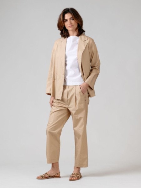 Pantalón Algodón Goma Pinza Beige