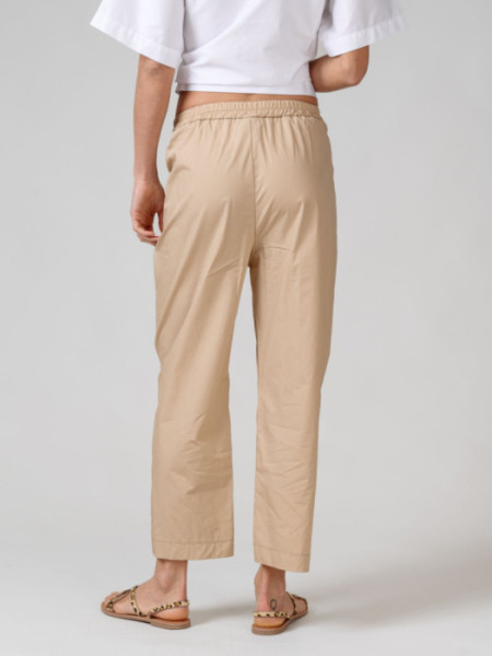 Pantalón Algodón Goma Pinza Beige