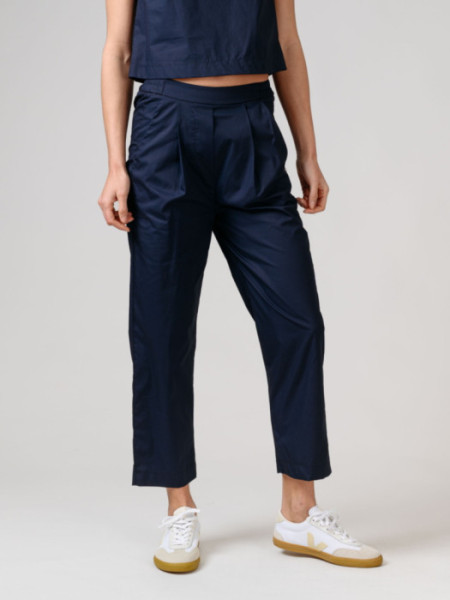 Pantalón Algodón Goma Pinza Marino