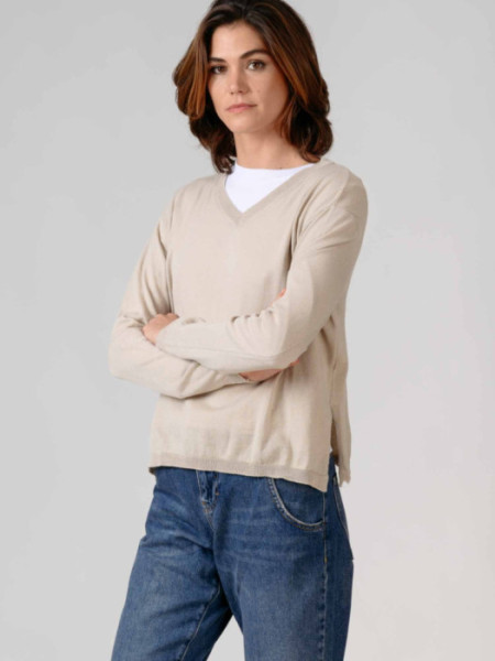 Jersey Duero Fino Cuello Pico BEige