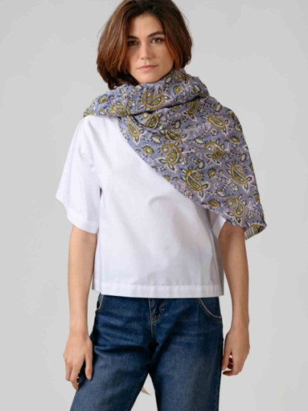 Fular Pareo Algodón Flores Lila