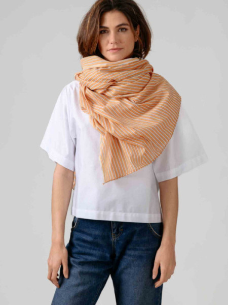 Fular Algodón Rayas Naranja