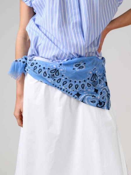 Fular Algodón Dibujos Azul Claro