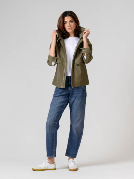 Chubasquero Corto Con Cuello Kaki