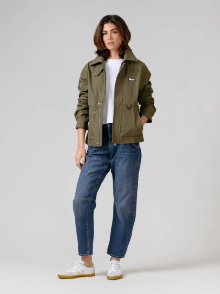 Chubasquero Corto Con Cuello Kaki