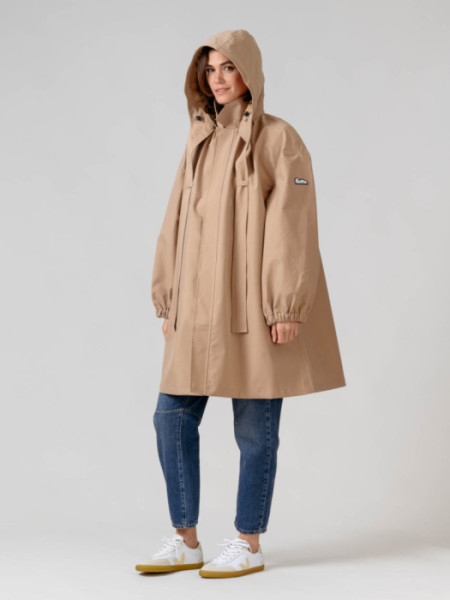 Chubasquero Largura Media Cintas Beige