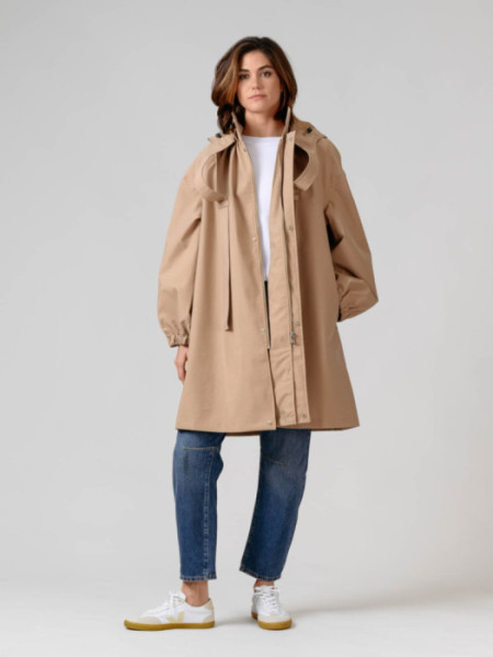 Chubasquero Largura Media Cintas Beige