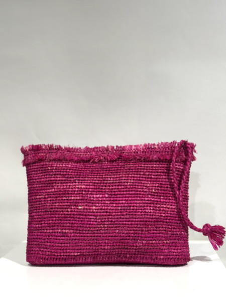 Bolso de Mano Rafia Fucsia