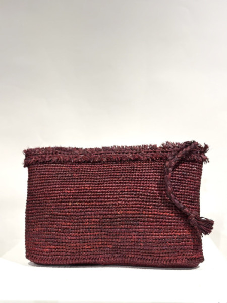 Bolso de Mano Rafia Granate