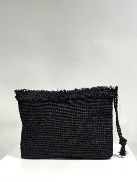 Bolso de Mano Rafia Negro