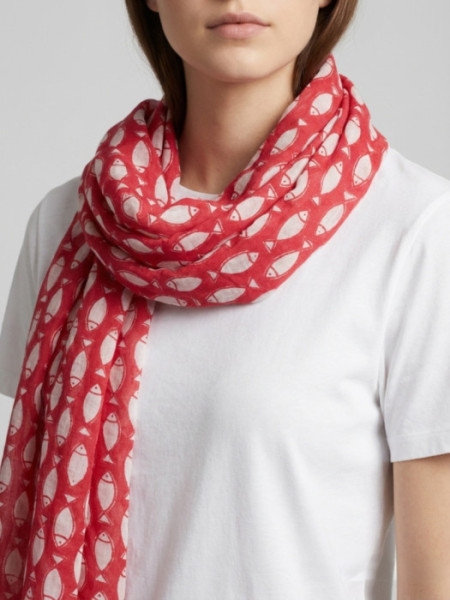 Fular Peces Fondo Rojo