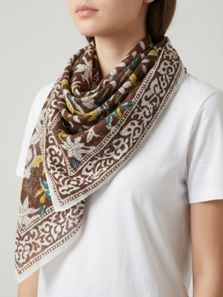 Pañuelo Estampado Marron Amarillo