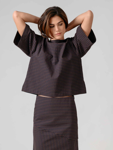 Blusa Creta Mil Rayas Marrón