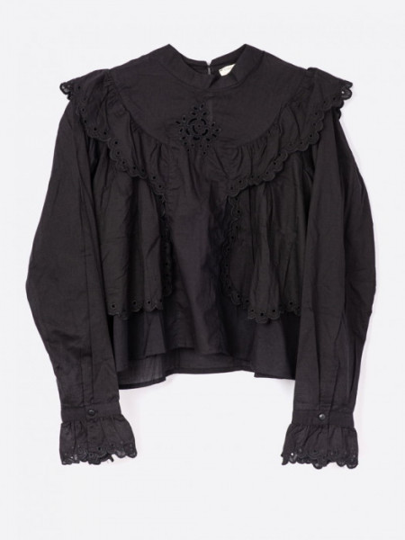 Blusa Romántica Algodón Negro