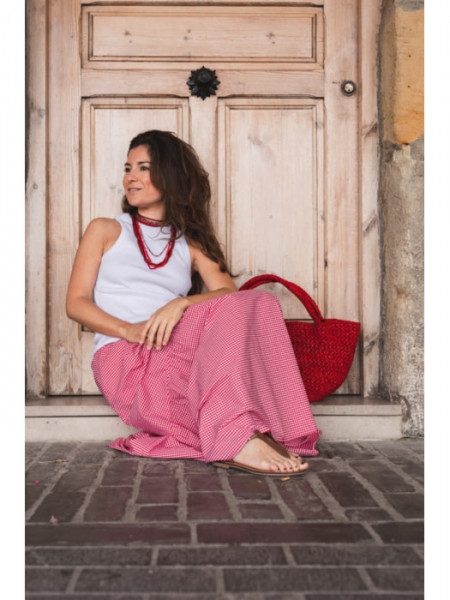 Falda Venecia Vichy Rojo
