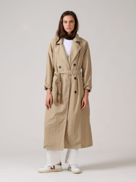 Gabardina Estocolmo Tejido Crinkle Beige