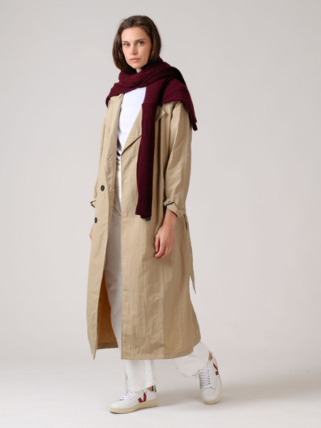 Gabardina Estocolmo Tejido Crinkle Beige