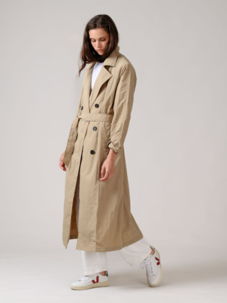 Gabardina Estocolmo Tejido Crinkle Beige