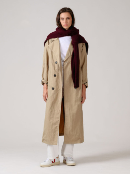 Gabardina Estocolmo Tejido Crinkle Beige