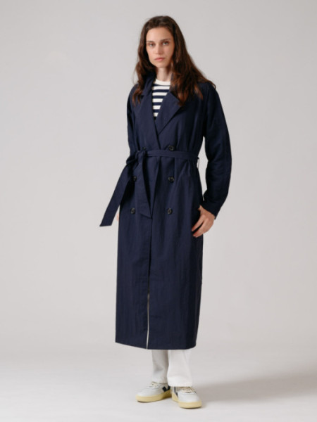 Gabardina Estocolmo Tejido Crinkle Marin