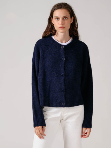 Chaqueta Cuello Redondo Marino Chaqueta Cuello Redondo Marino