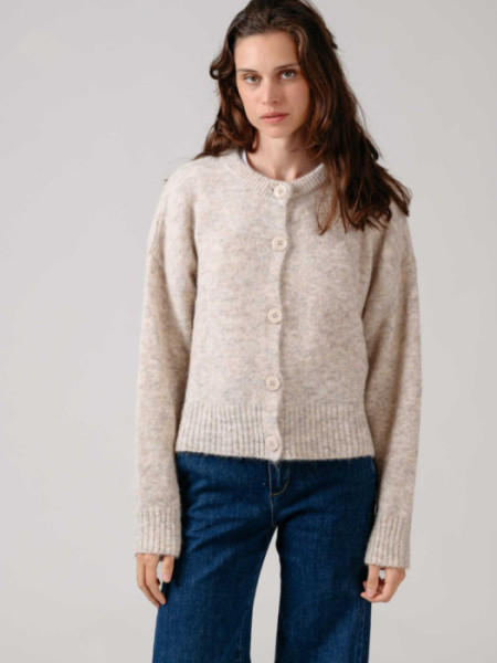 Chaqueta Cuello Redondo Gris Claro