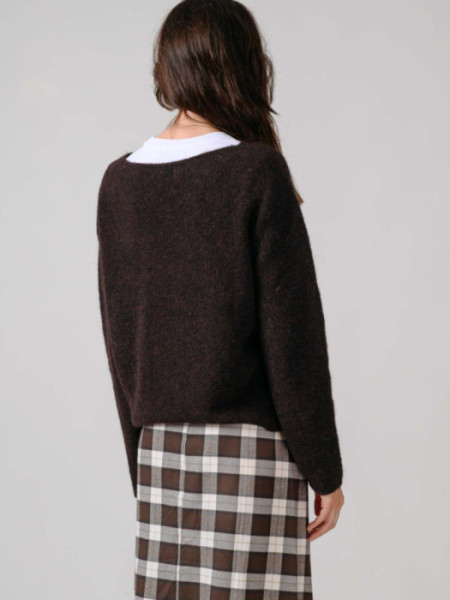 Jersey Cuello Barco Con Alpaca Marrón Jersey Cuello Barco Con Alpaca Marrón